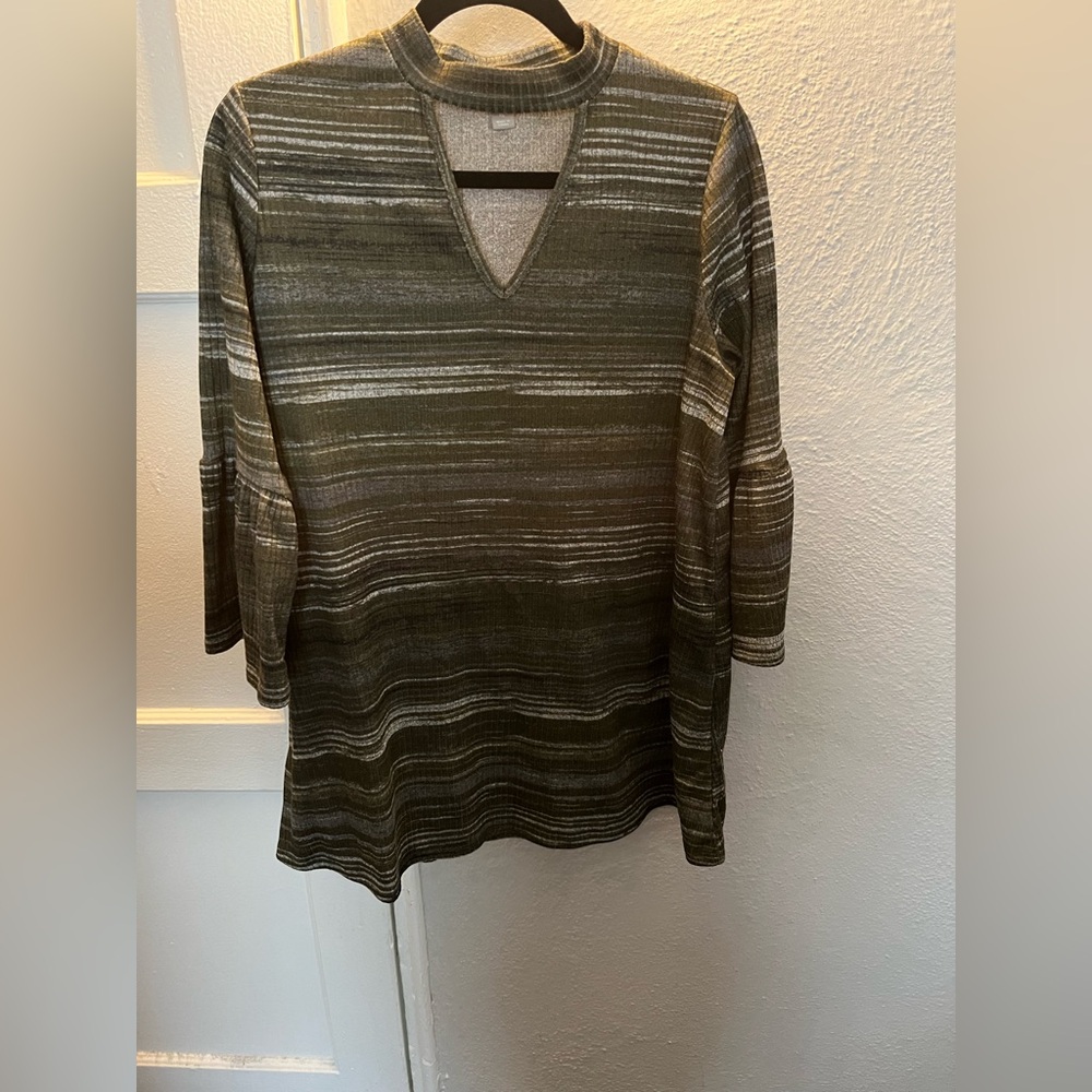 Falls Creek Olive Striped Tunic